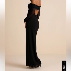 Lulus Rafaella Black Backless Off-the-Shoulder Maxi Dress